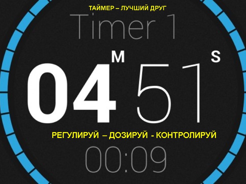 РЕГУЛИРУЙ – ДОЗИРУЙ - КОНТРОЛИРУЙ ТАЙМЕР – ЛУЧШИЙ ДРУГ